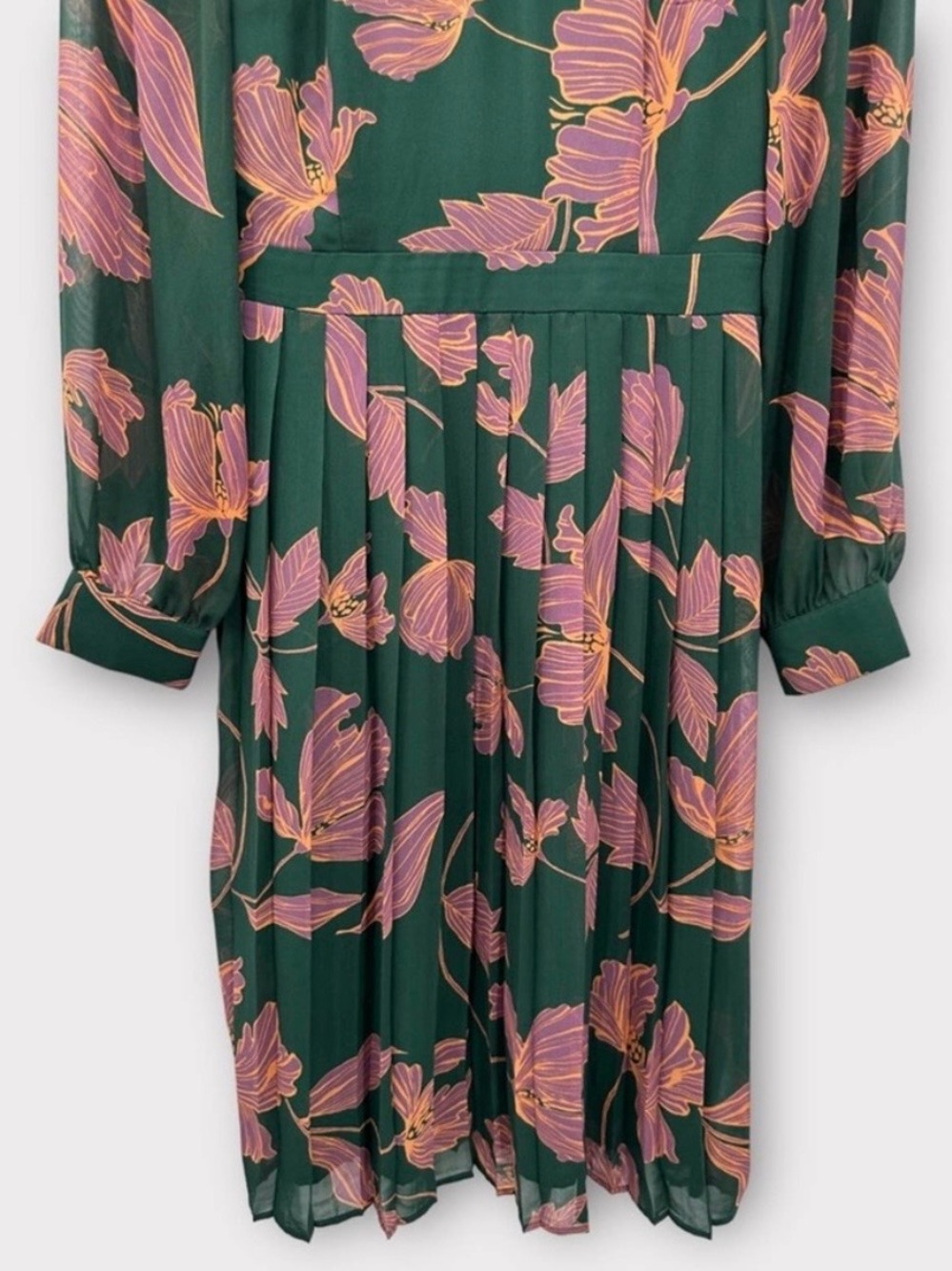 ModCloth Green Midi Dress with Pink Floral Print - Picture 4 of 7